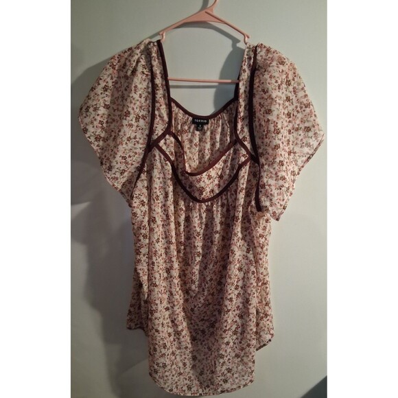 Torrid Sheer Pink Floral Short Sleeve Blouse Sz 3 - Picture 1 of 3
